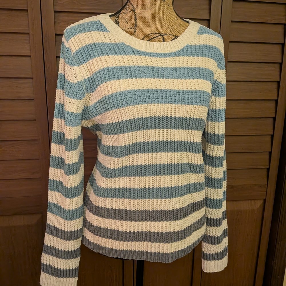 JohnPaulRichard Blue and Cream Striped Sweater